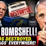 Anthony Fauci and Senator Ron Johnson featured in a breaking news graphic about a congressional investigation into COVID-19 vaccine safety, federal records and alleged record destruction