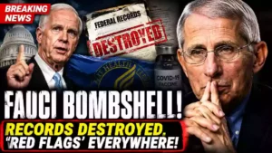 Anthony Fauci and Senator Ron Johnson featured in a breaking news graphic about a congressional investigation into COVID-19 vaccine safety, federal records and alleged record destruction