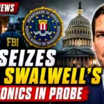 Eric Swalwell FBI investigation thumbnail showing FBI agents, Department of Justice seal, U.S. Capitol and former Congressman Eric Swalwell