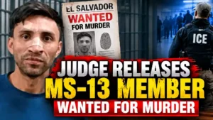 California judge releases alleged MS-13 member reportedly wanted in El Salvador murder case, with ICE officer and wanted poster shown in dramatic immigration news graphic