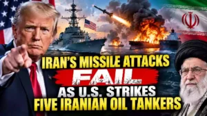 U.S. Navy warship evades Iranian missile attacks as five Iranian oil tankers burn during escalating U.S.-Iran conflict