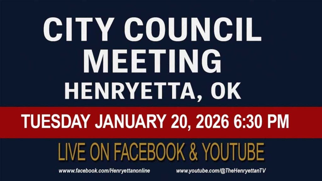 Video Thumbnail: Upcoming live: Henryetta City Council Meeting  Jansuary 20 - 2026 6:30