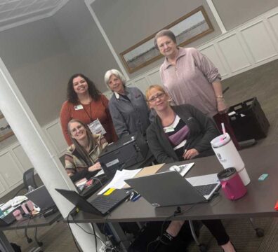 Pictured are volunteer certified tax preparers Amber, Morgan, Shirley, Jen, and Ingrid.