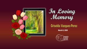 Griselda Vazquez-Perez January 1, 1900 — March 8, 2026 Griselda Vazquez-Perez, age 37 of Minneapolis, passed away on March 8, 2026. She will be deeply missed by her parents, Nicolas and Justina; and siblings, Oscar (Angel) and Juan. Griselda found joy in the simple and beautiful things in life. She loved being outdoors and felt most at peace surrounded by nature. Whether spending time outside, enjoying the company of her beloved dogs, or sharing a laugh with family and friends. She was known for her bright smile, contagious laughter, and genuine love for people. Griselda was deeply committed to standing up for others and advocating for fairness and justice in her community. She believed strongly in helping people and was actively involved in causes that aimed to improve the lives of those around her. Her joyful spirit and appreciation for the simple moments will be deeply missed and fondly remembered. .Services are pending with Integrity Funeral Service.