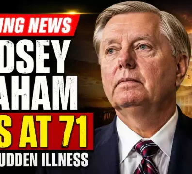 Lindsey Graham dies at 71 after a sudden illness, featuring a portrait of the longtime South Carolina senator with the U.S. Capitol, a black mourning ribbon, and Breaking News headline.