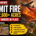Breaking News YouTube thumbnail showing the Summit Fire burning more than 2,600 acres in Northern Los Angeles County as firefighting aircraft, helicopters, and firefighters battle the fast-moving California wildfire amid evacuation orders.