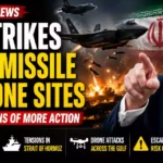 "President Donald Trump appears alongside U.S. fighter jets and explosions as the thumbnail highlights overnight U.S. military strikes targeting Iranian missile and drone sites amid escalating tensions in the Strait of Hormuz."