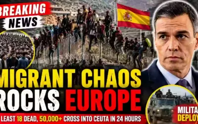 Mass migrant surge at Spain's Ceuta border as thousands cross from Morocco while Spanish authorities deploy military amid Europe's growing immigration crisis.