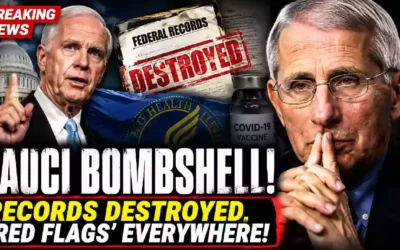 Anthony Fauci and Senator Ron Johnson featured in a breaking news graphic about a congressional investigation into COVID-19 vaccine safety, federal records and alleged record destruction
