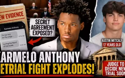 Karmelo Anthony retrial fight thumbnail featuring new evidence, courtroom proceedings, Austin Metcalf and a judge considering a new trial