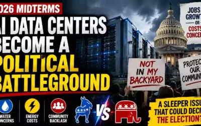 AI data centers become a political battleground in the 2026 midterm elections, with concerns over water use, energy costs, community opposition and economic growth.