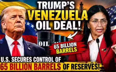 Trump and Venezuelan official featured in a thumbnail about the 65 billion barrel Venezuela oil deal.