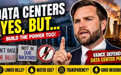JD Vance defends U.S. data center expansion as communities raise concerns about electricity bills, power grid demands, water use, and data center development.