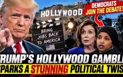 Donald Trump Hollywood plan thumbnail featuring Trump, Nancy Pelosi and Ilhan Omar amid debate over bringing film production and Hollywood jobs back to America