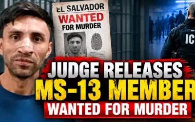 California judge releases alleged MS-13 member reportedly wanted in El Salvador murder case, with ICE officer and wanted poster shown in dramatic immigration news graphic