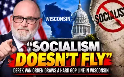 Wisconsin political news thumbnail featuring a Republican congressman and “Socialism Doesn’t Fly” headline.