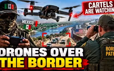 Cartel drones surveilling the U.S.-Mexico border as Border Patrol monitors activity near the Rio Grande