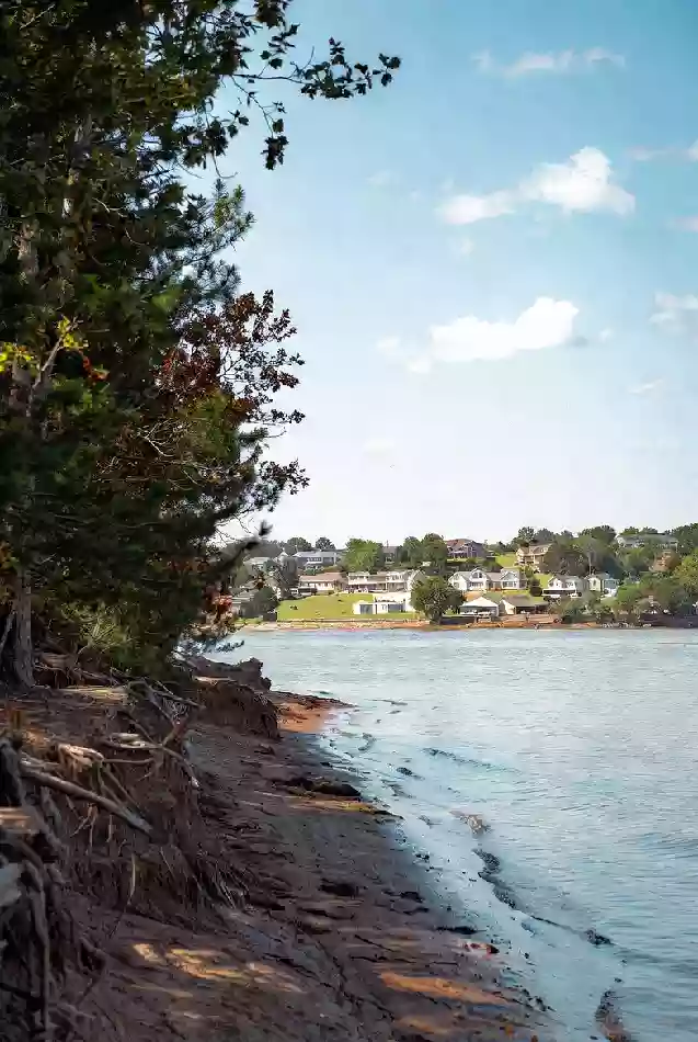 Vertical photo of Lake Eufaula shoreline and surrounding landscape near Eufaula Oklahoma