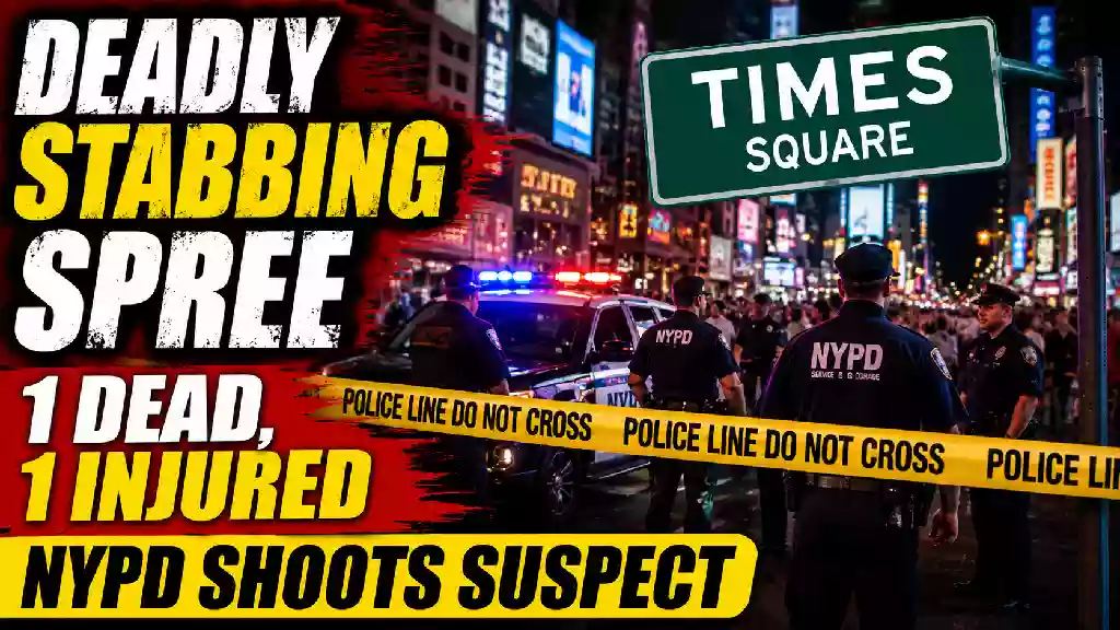 Times Square stabbing attack leaves one dead and one injured as NYPD officers respond to a deadly incident in Midtown Manhattan