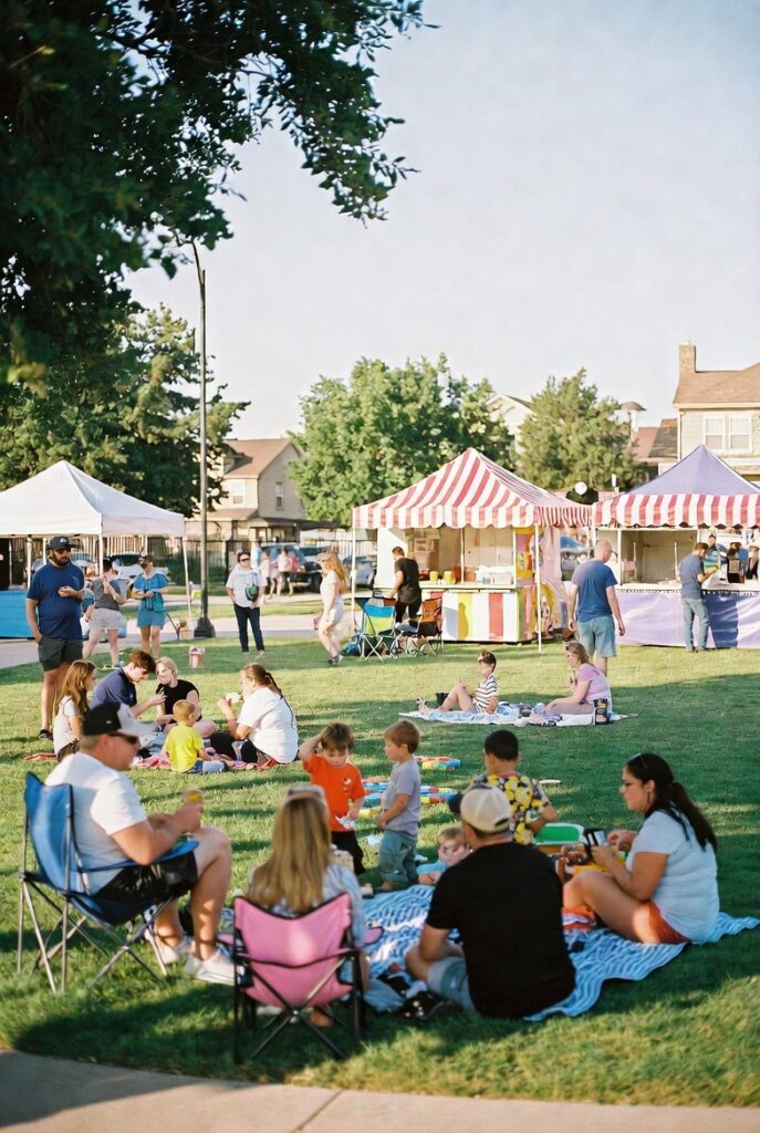 Families at a free community festival with activities in Bixby