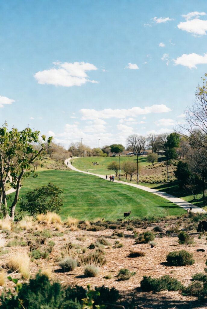 Well-maintained public park with walking paths in Bixby