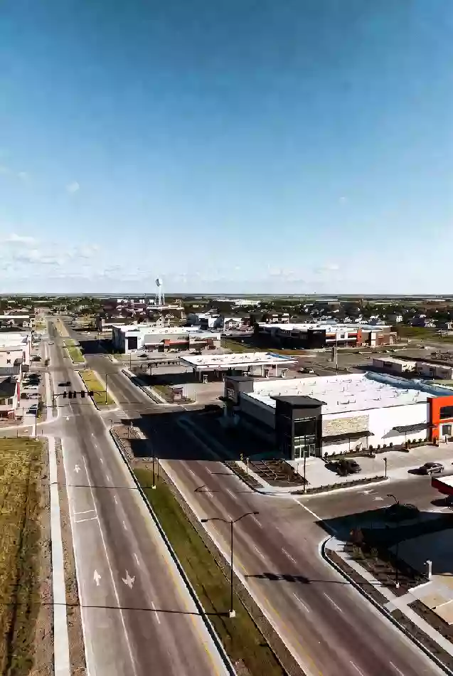 Vertical view of modern residential and commercial development in Owasso Oklahoma