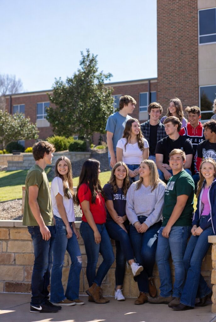Students on the Southwestern Oklahoma State University campus in Weatherford Oklahoma