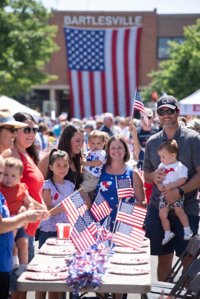Families celebrating July 4th and America’s 250th anniversary in Bartlesville Oklahoma