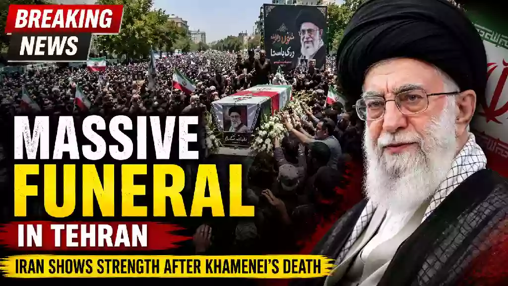 massive funeral in Tehran Iran shows strength after Khamenei death