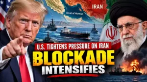 Donald Trump and Iran’s leader over the Strait of Hormuz amid escalating U.S.-Iran tensions and blockade.