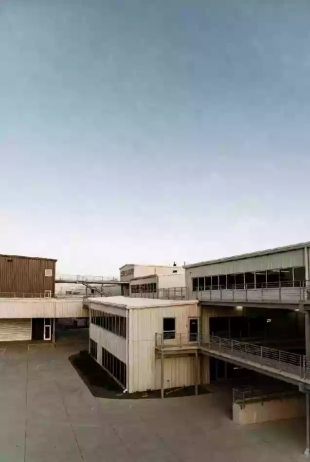 Vertical photo of industrial and aviation-related facilities in Ardmore Oklahoma
