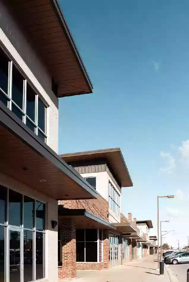Vertical photo of modern commercial buildings in Chickasha Oklahoma