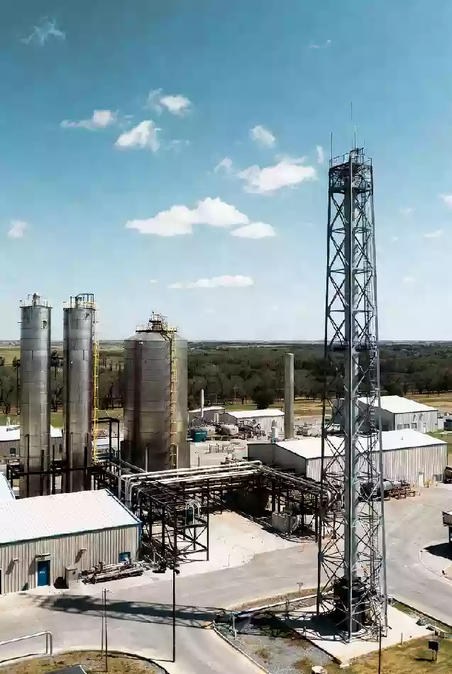 Vertical view of industrial facilities supporting economic redevelopment in Duncan Oklahoma