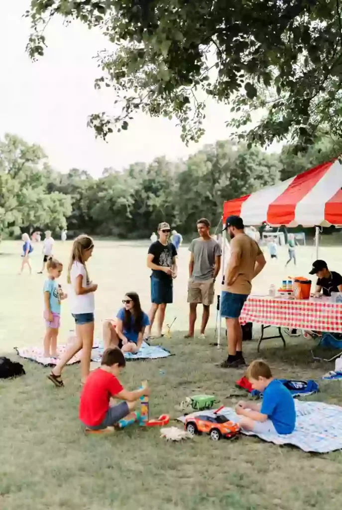 Families enjoying summer recreation and festival in Custer County Oklahoma