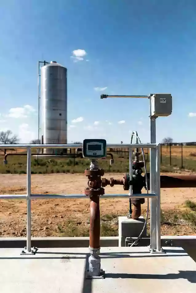 Vertical photo of modern water metering and utility infrastructure in Seminole County Oklahoma