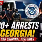 YouTube thumbnail showing ICE officers during a Georgia immigration enforcement operation with bold text highlighting more than 1,200 arrests and over 700 individuals with criminal histories, according to ICE officials.