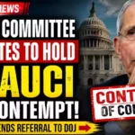 YouTube thumbnail showing Senator Rand Paul and Dr. Anthony Fauci with the U.S. Capitol in the background and bold text reading "Senate Committee Votes to Hold Fauci in Contempt," highlighting the Senate committee's contempt referral to the Department of Justice.
