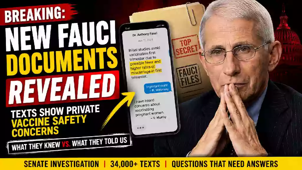 New Fauci documents and text messages reveal private discussions about COVID-19 vaccine safety concerns, pregnancy, and federal pandemic response.