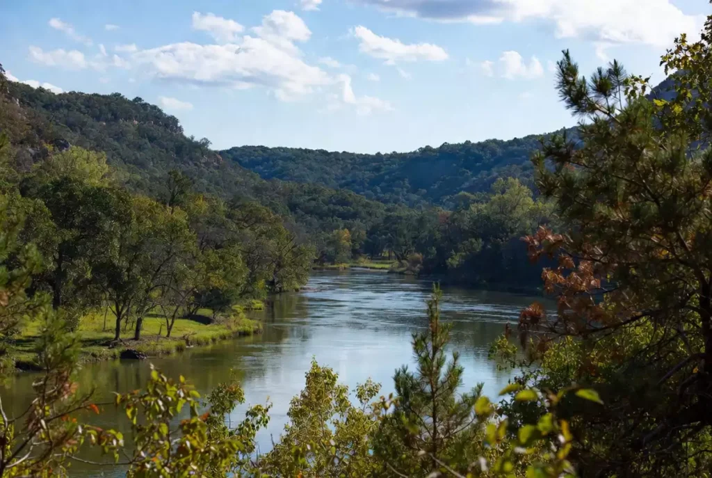 Beavers Bend State Park or Mountain Fork River scenic view in McCurtain County Oklahoma