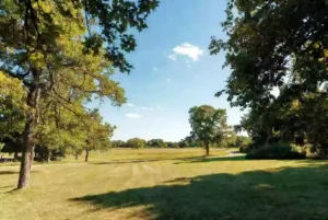 Public park with green open space in Bryan County Oklahoma