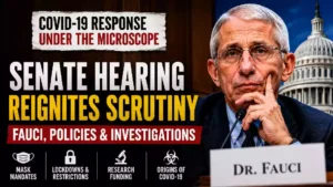 Dr. Anthony Fauci appears before a Senate hearing as lawmakers examine the federal government's COVID-19 response, pandemic policies, public health guidance, and ongoing investigations into coronavirus decision-making.