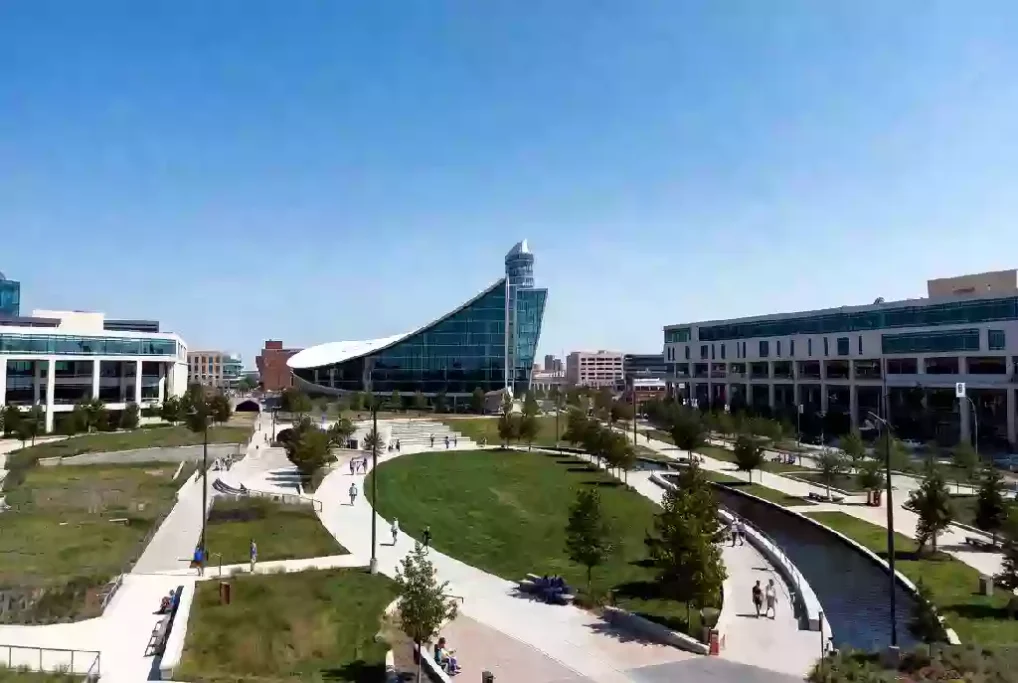 Scissortail Park with open green space and visitors