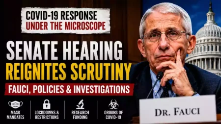 Dr. Anthony Fauci appears before a Senate hearing as lawmakers examine the federal government's COVID-19 response, pandemic policies, public health guidance, and ongoing investigations into coronavirus decision-making.