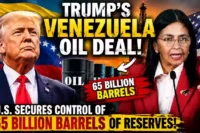 Trump and Venezuelan official featured in a thumbnail about the 65 billion barrel Venezuela oil deal.