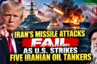 U.S. Navy warship evades Iranian missile attacks as five Iranian oil tankers burn during escalating U.S.-Iran conflict